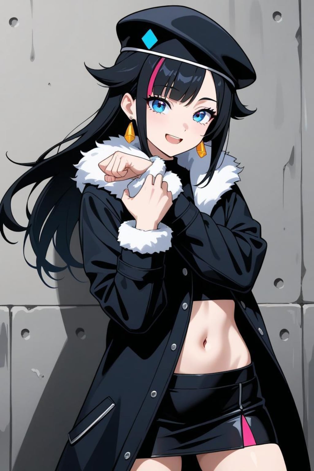 ヘソ出しファーコート