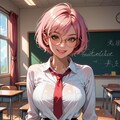 ピンク髪女子高生のパンちら 2枚目