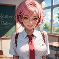 ピンク髪女子高生のパンちら 4枚目