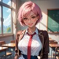 ピンク髪女子高生のパンちら 6枚目