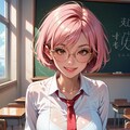 ピンク髪女子高生のパンちら 5枚目