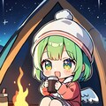 キャンプする緑髪ちゃん 2枚目