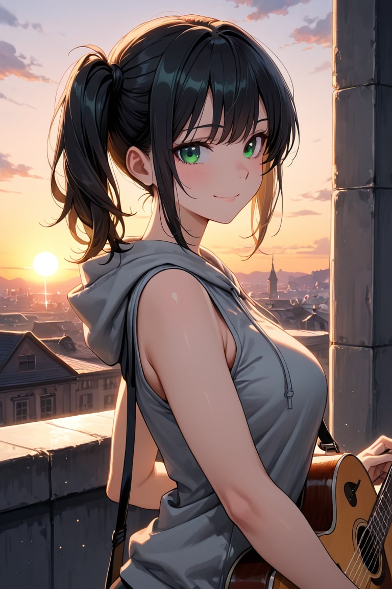 夕陽とギター | の人気AIイラスト・グラビア