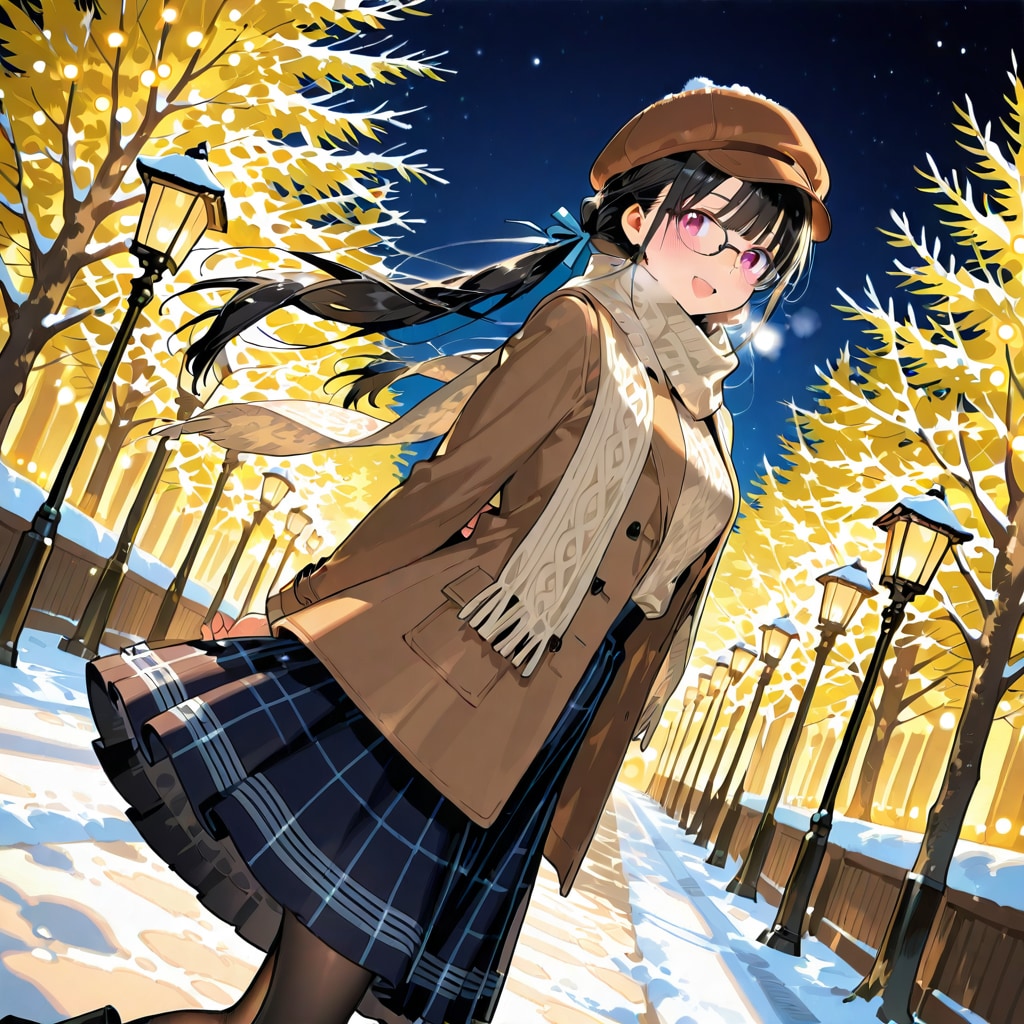 黒髪ツインテ娘との冬デート | の人気AIイラスト・グラビア