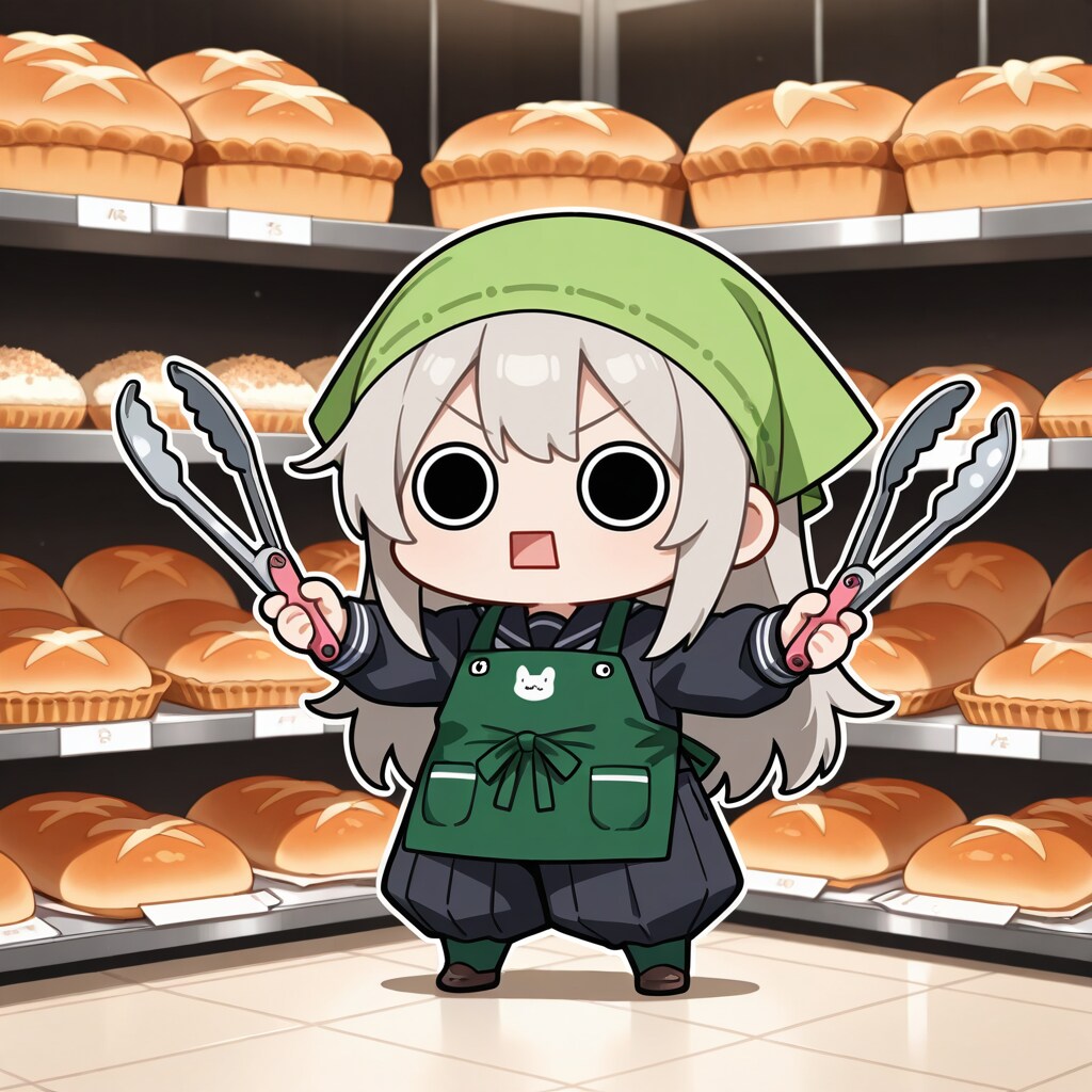 スーパーちちぷい内のパン屋を手伝うえらいこっちゃ嬢