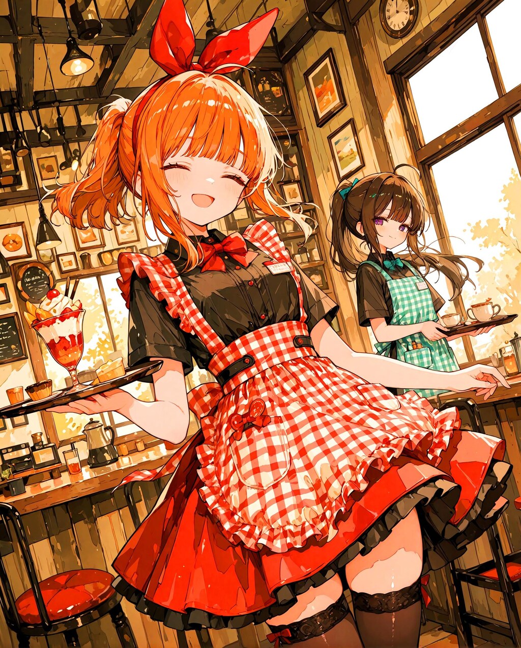 カフェのスタッフ少女