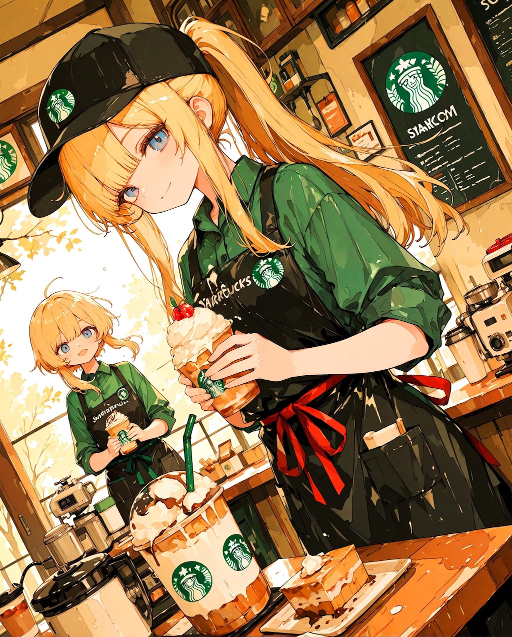 カフェのスタッフ少女