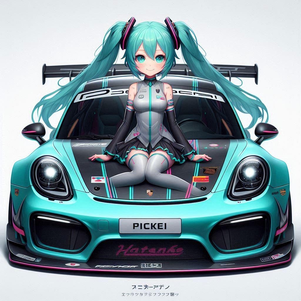 初音ミクカラーのポルシェケイマンのドリ車