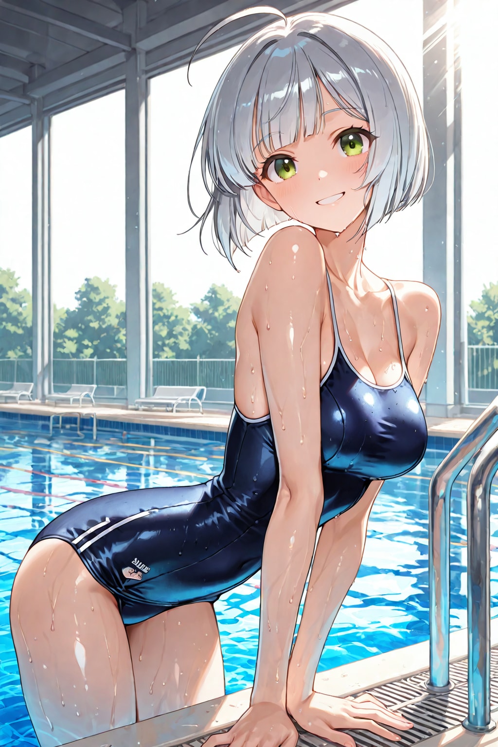 プールでスクール水着編