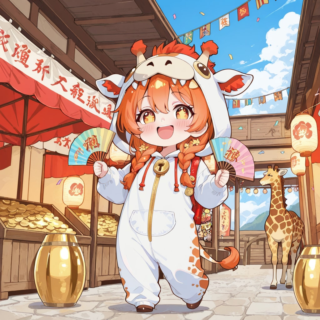 おめでたいキリン着ぐるみちび子ちゃん | の人気AIイラスト・グラビア