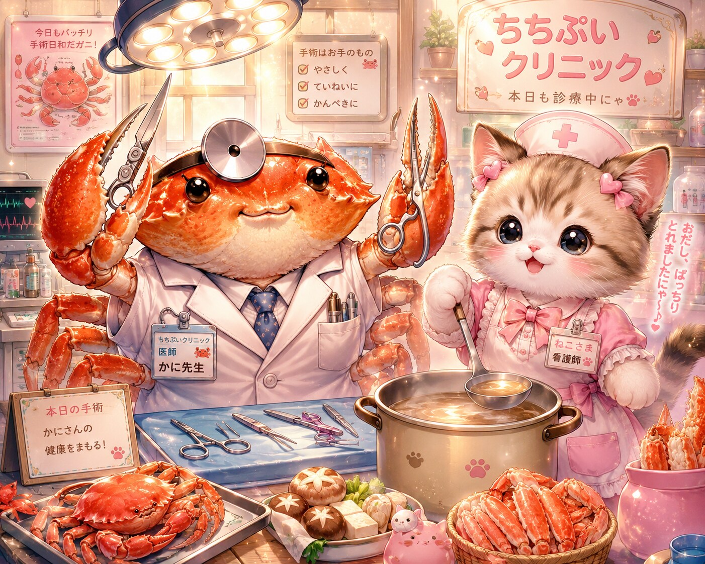 カニのお医者さんと看護師ねこさま