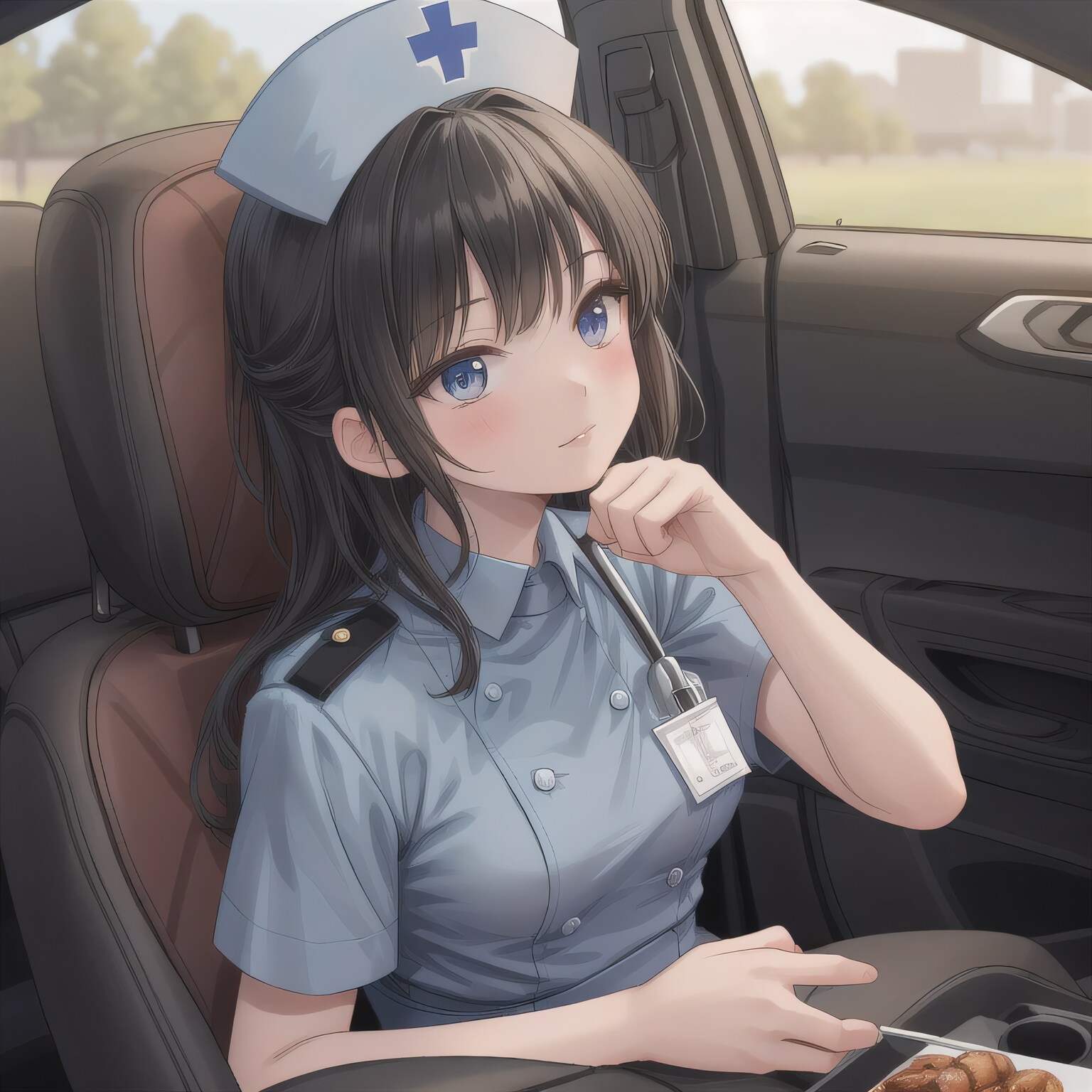 黒髪ロングで車内の少女１４ | の人気AIイラスト・グラビア