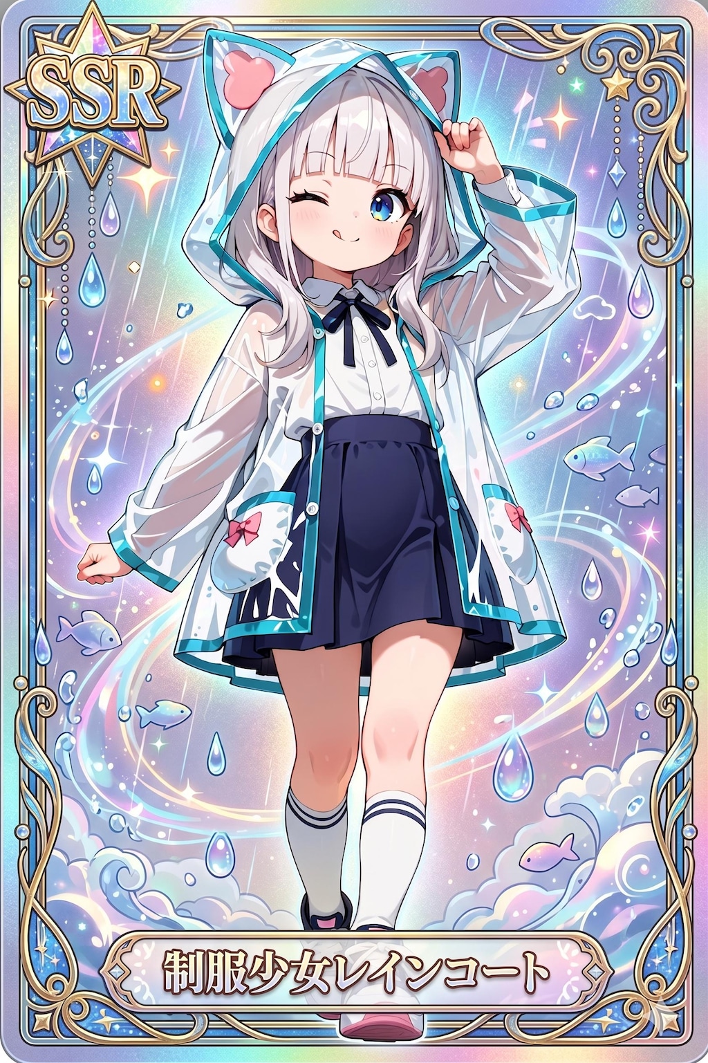 制服少女レインコート！