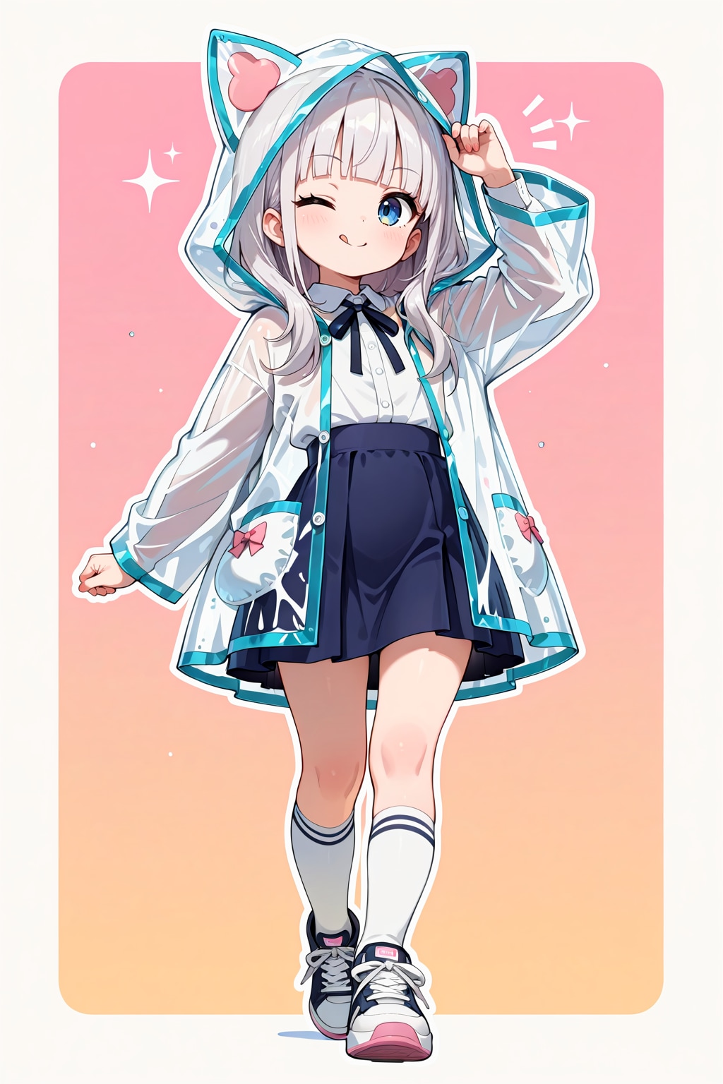 制服少女レインコート！