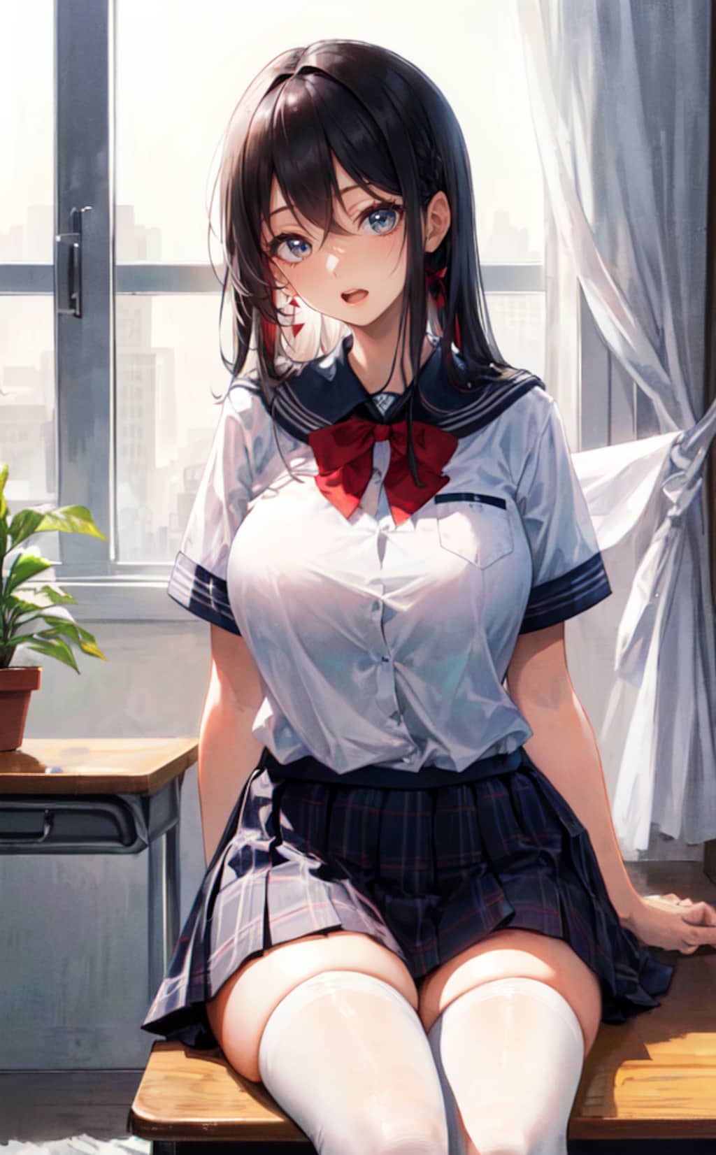 ただ机に座っているだけの女子高生