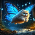 アニメ油絵風、蝶の羽で飛ぶ猫 8枚目