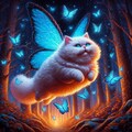 アニメ油絵風、蝶の羽で飛ぶ猫 7枚目