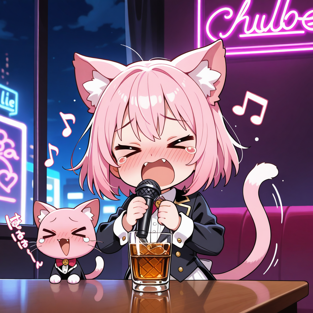カラオケＢＡＲで熱唱するねこちゃん！！
