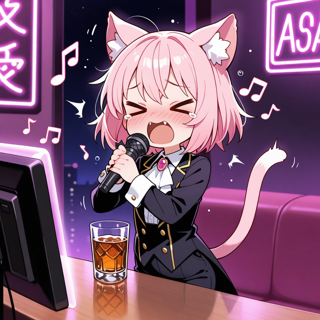 カラオケＢＡＲで熱唱するねこちゃん！！