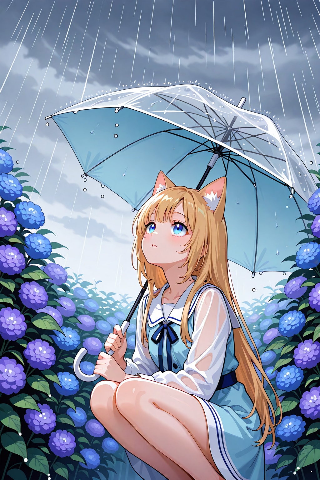 雨とアジサイ