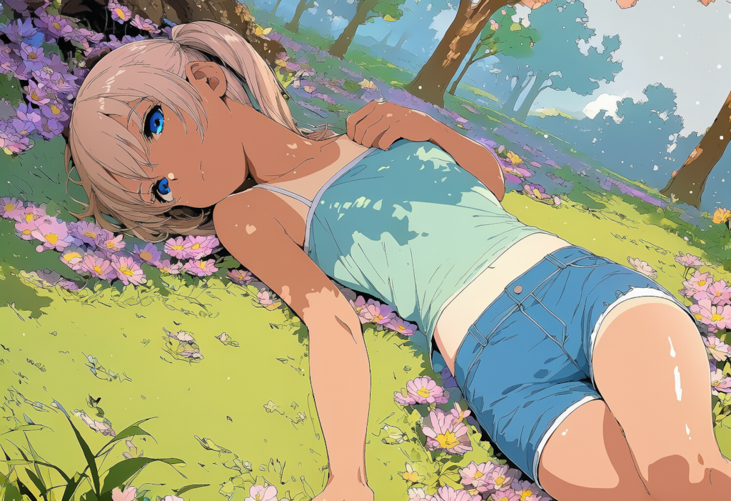 木陰で寝そべり