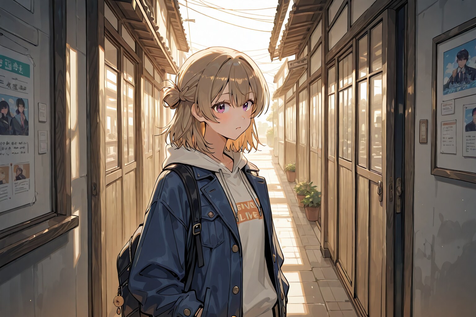 バックパックで田舎町をのんびり探索 | の人気AIイラスト・グラビア