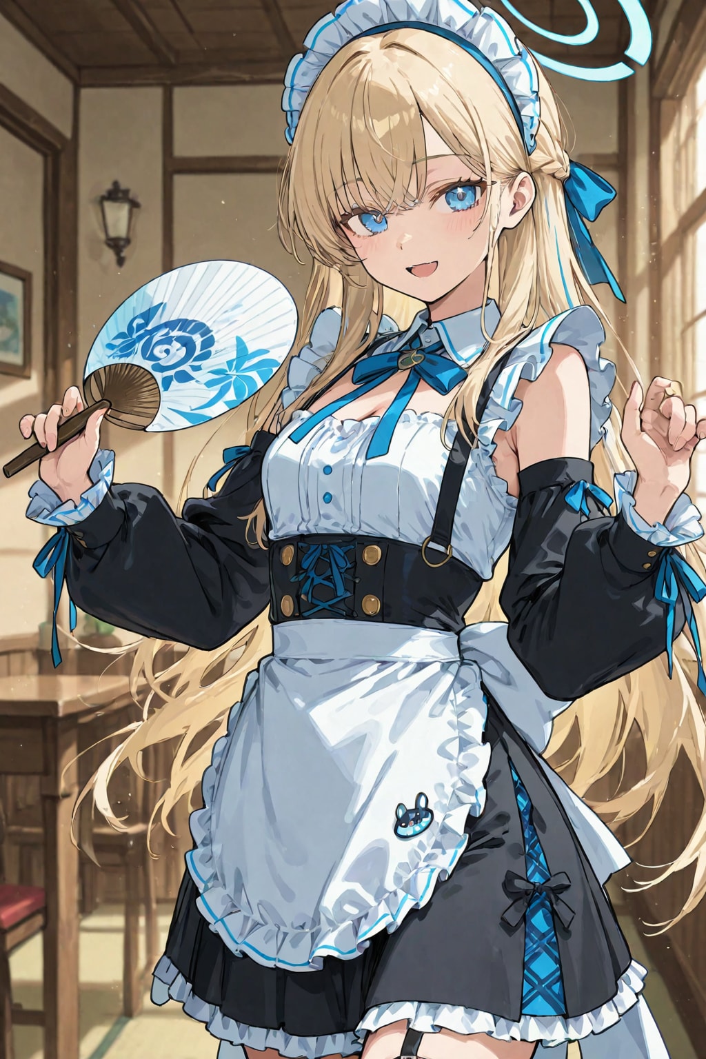 扇風機向かって「あ゛〜」をする少女