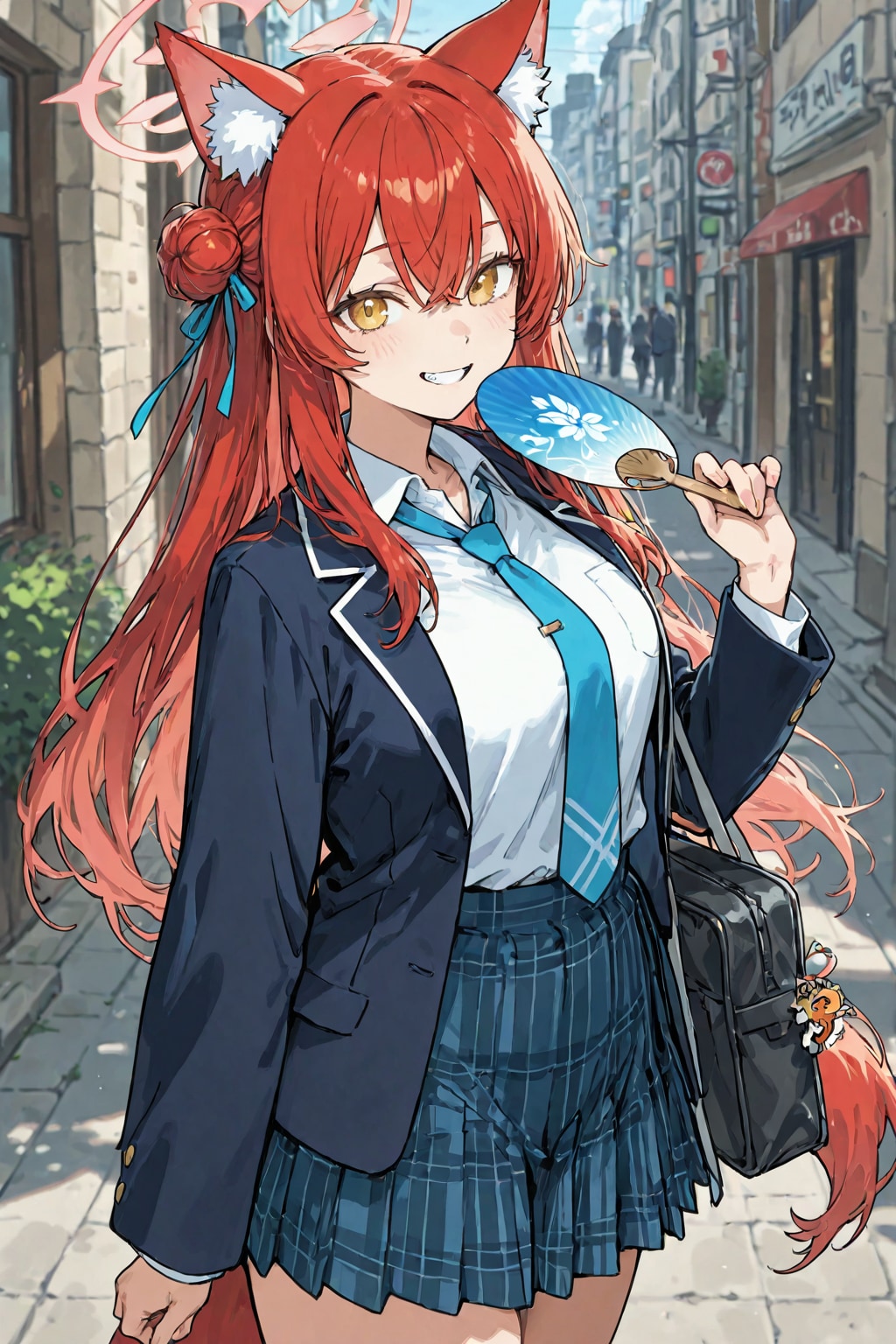 扇風機向かって「あ゛〜」をする少女