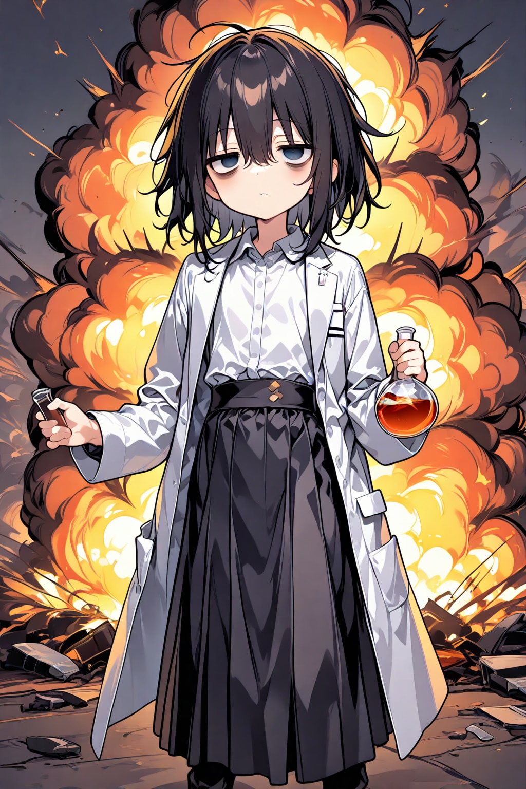 実験室を大爆発させてしまい虚無な研究者