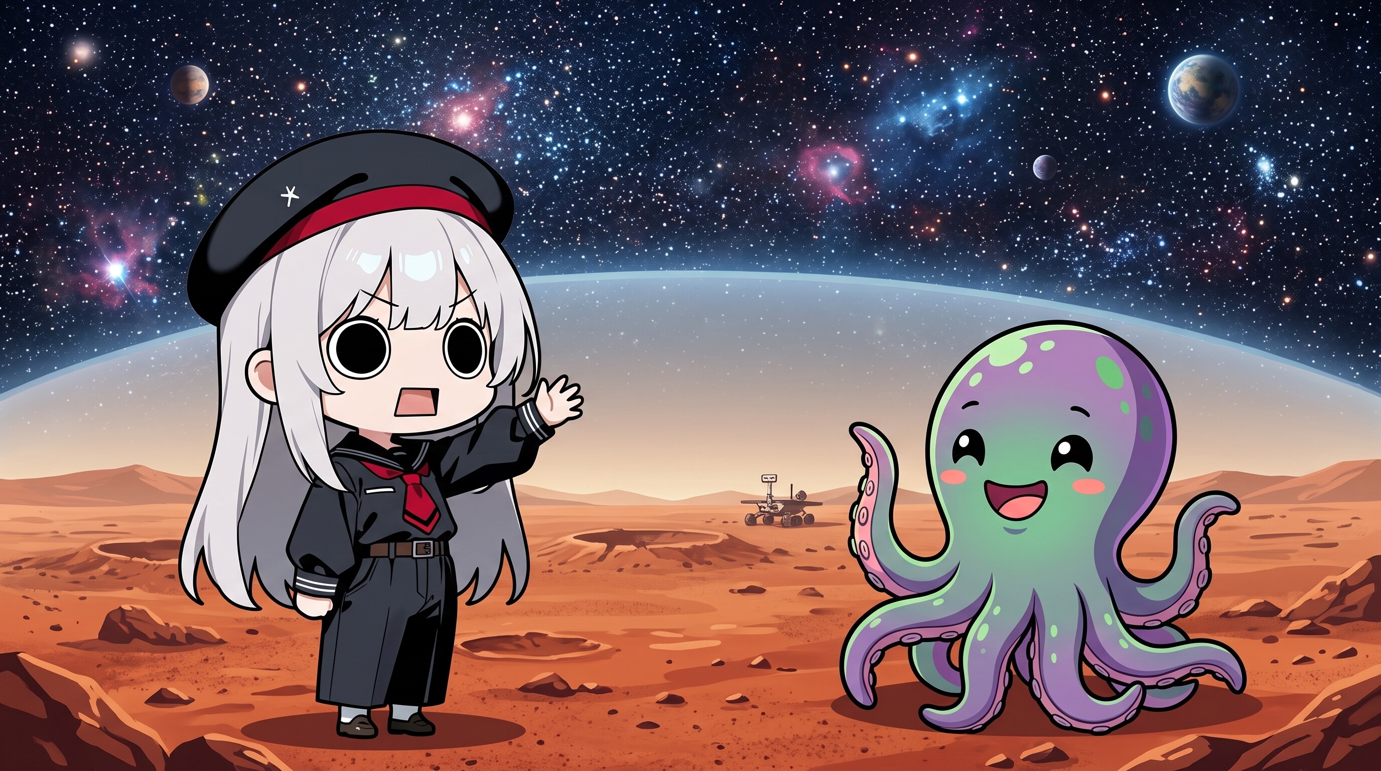 火星人に挨拶するえらいこっちゃ嬢 | の人気AIイラスト・グラビア