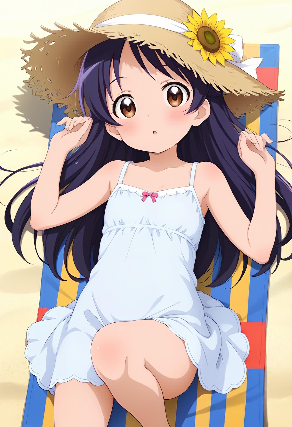 波打ち際の白ワンピース