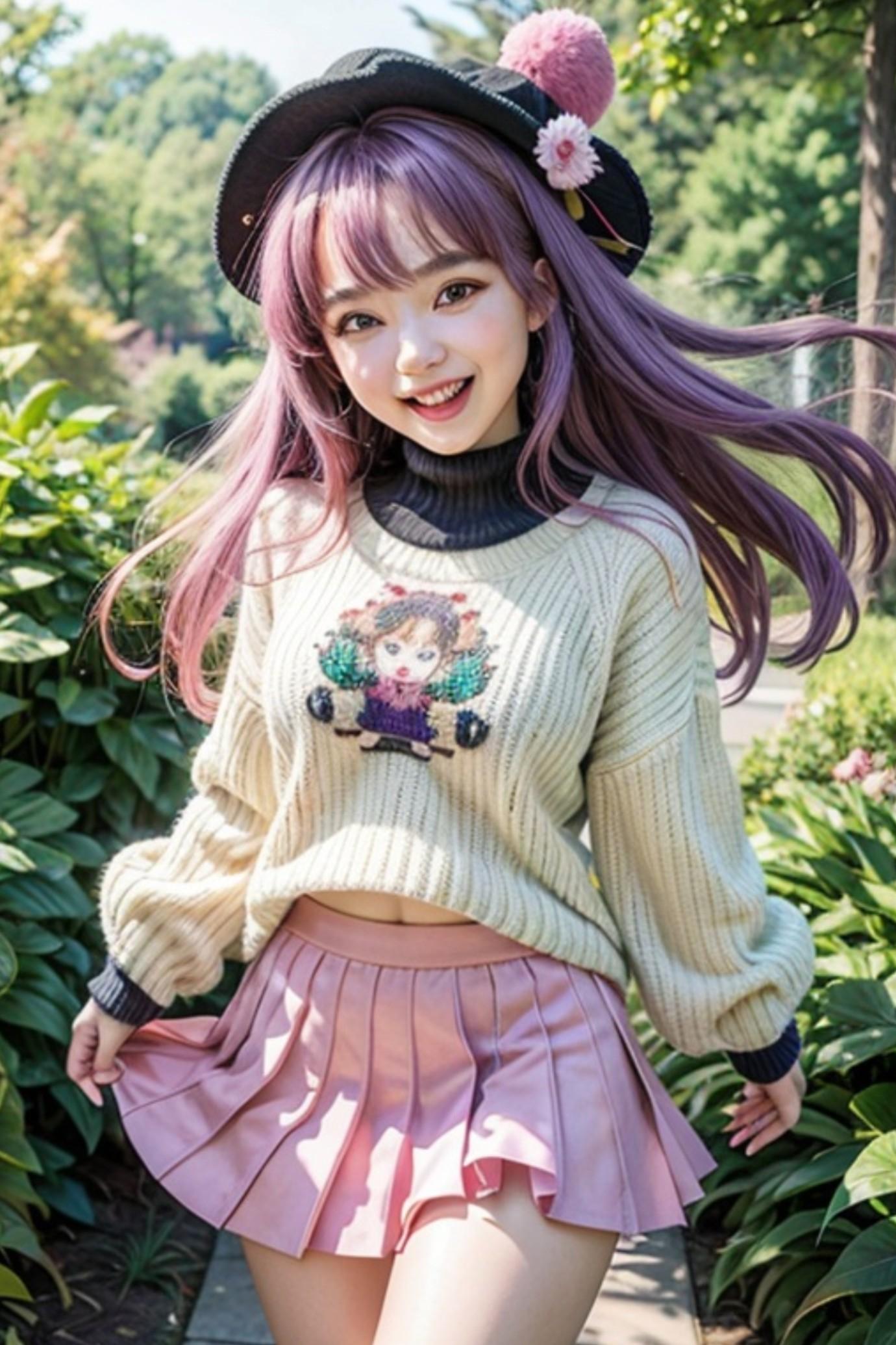 紫髪の人