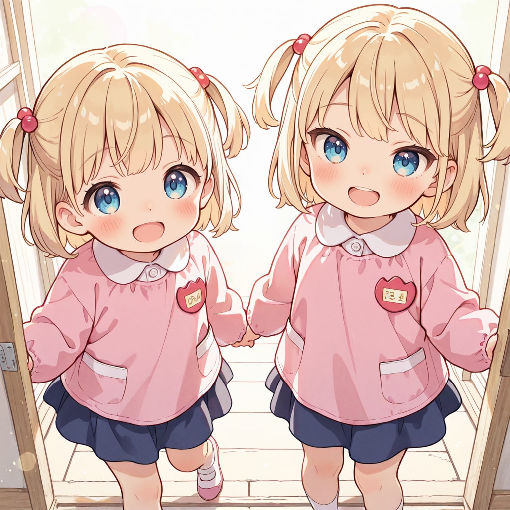 双子の幼稚園児
