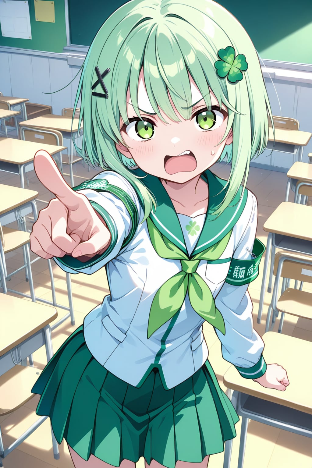 緑髪の風紀委員 | の人気AIイラスト・グラビア