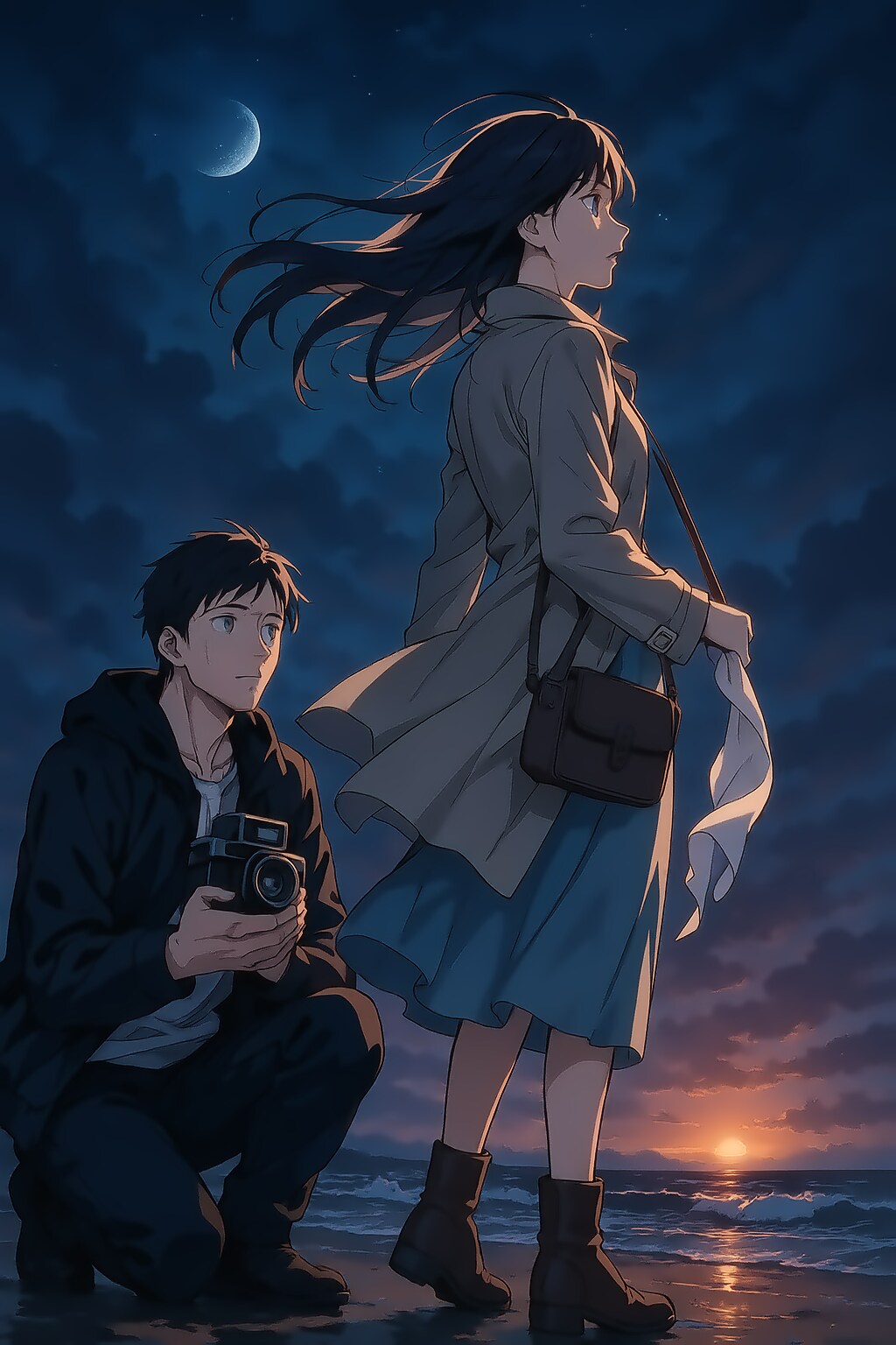 若い男女と夜明け+映画イメージ