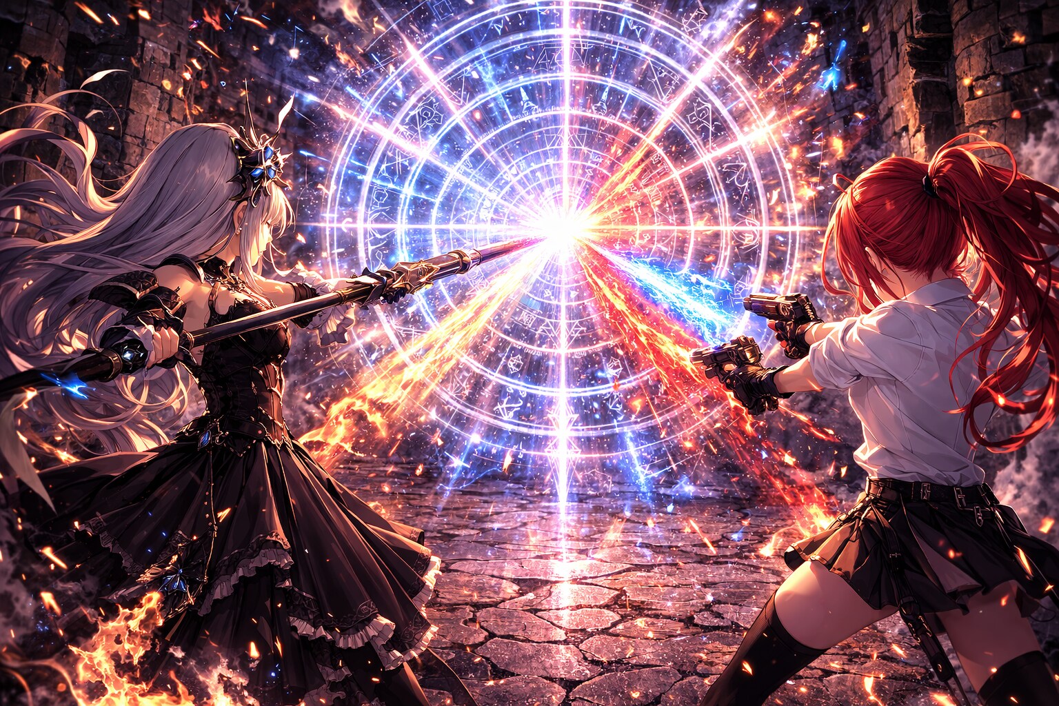 【ソルシエラ】星詠みの杖と二丁拳銃 ― 三銃口魔力収束