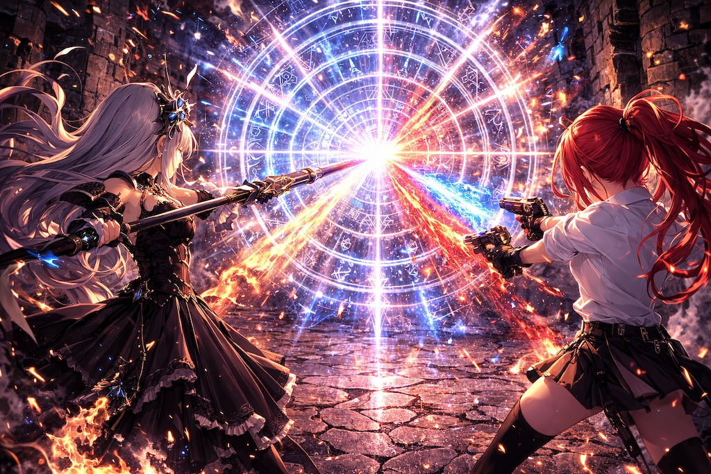 【ソルシエラ】星詠みの杖と二丁拳銃 ― 三銃口魔力収束