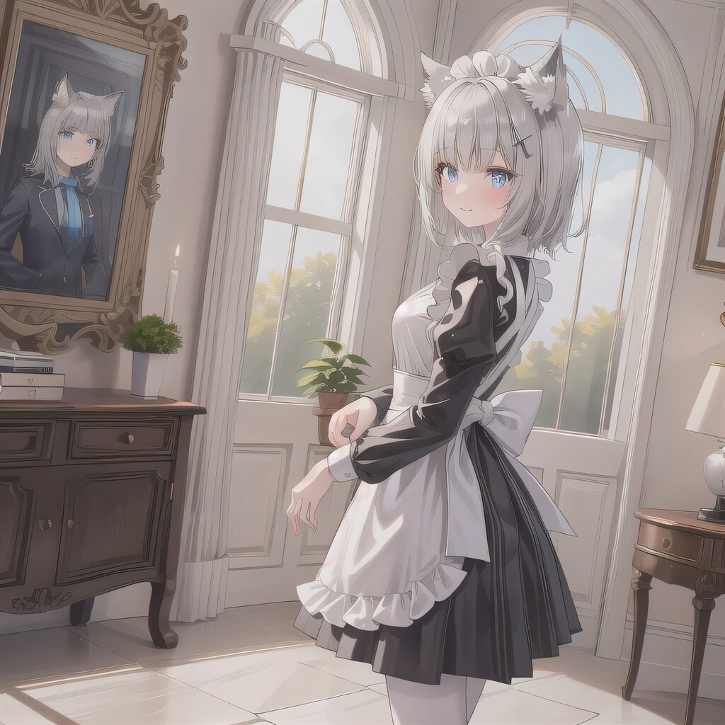 銀髪ボブでメイド服の少女２