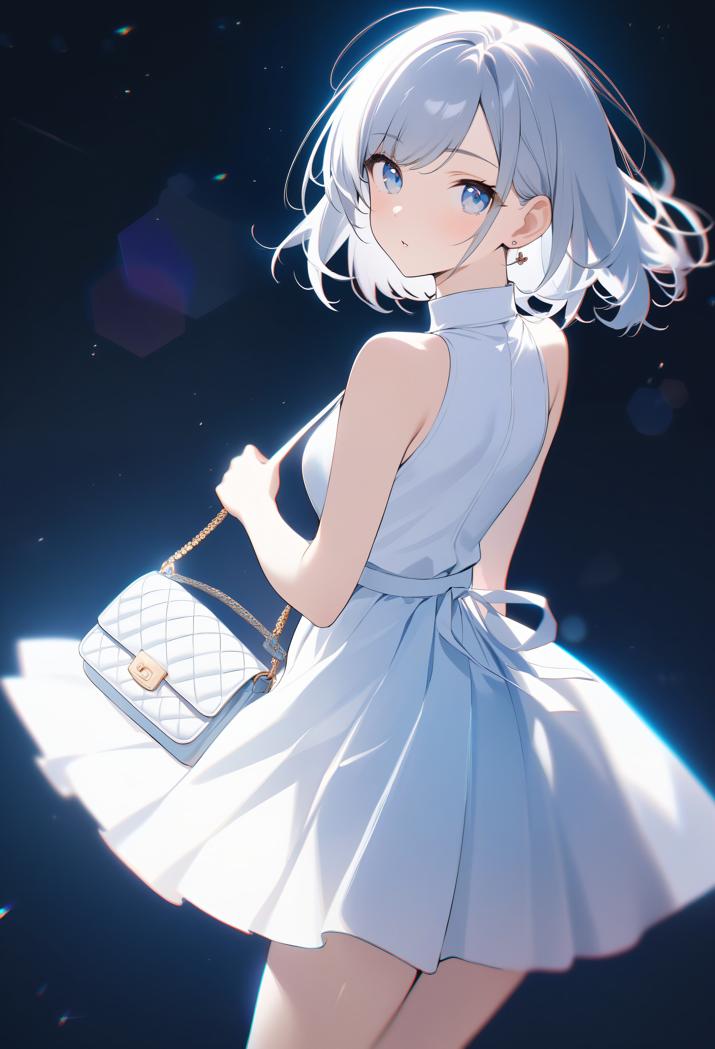 白いワンピースで