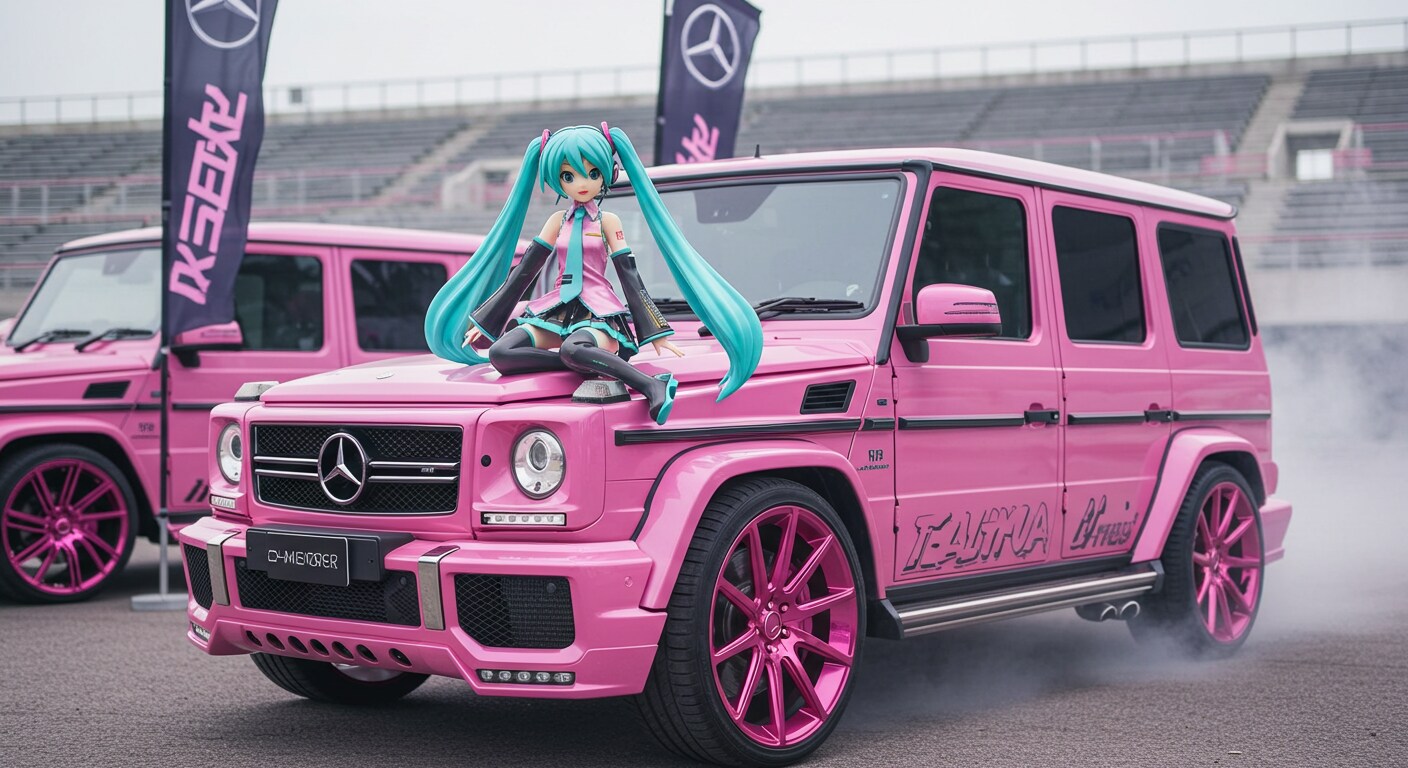 初音ミクとピンクG500L | の人気AIイラスト・グラビア