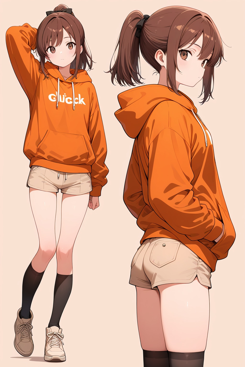 茶髪のポニーテールの女の子