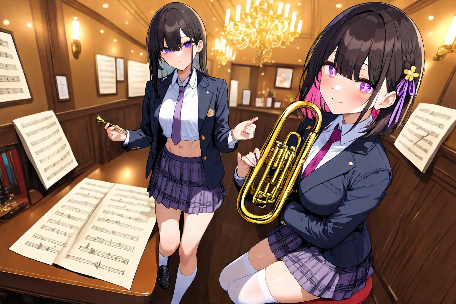 黒髪ロングのトランぺッター３ | の人気AIイラスト・グラビア