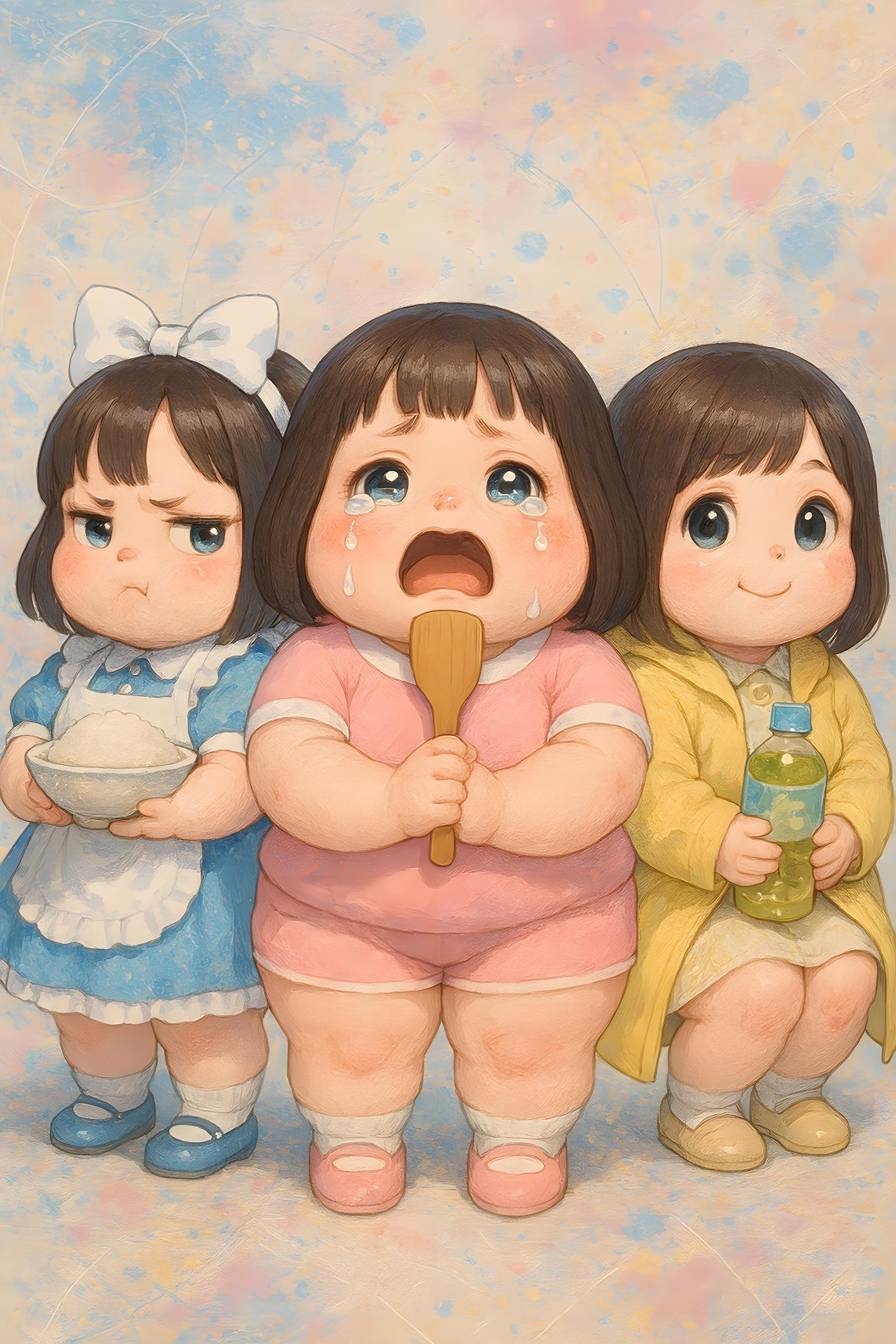 ３人のぽっちゃり女子たち | の人気AIイラスト・グラビア