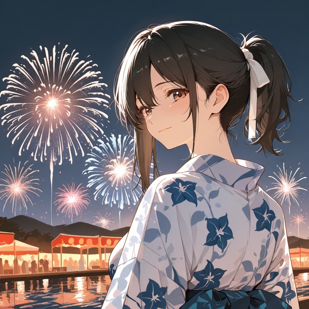 浴衣で花火大会２
