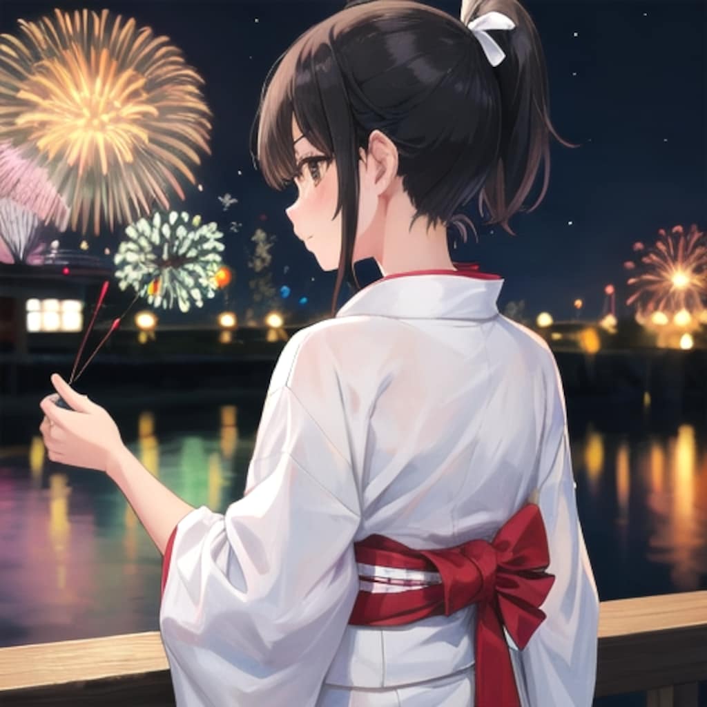 浴衣で花火大会２