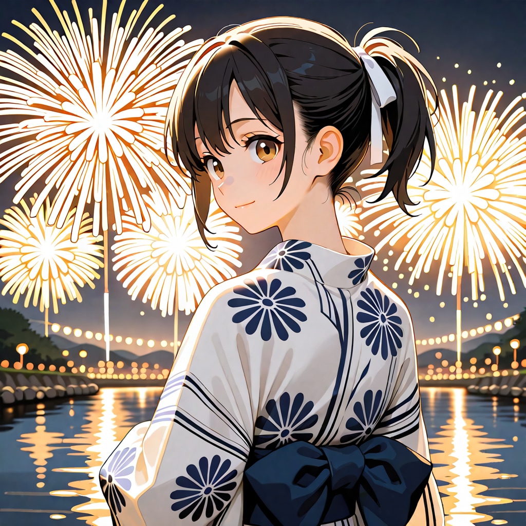 浴衣で花火大会２