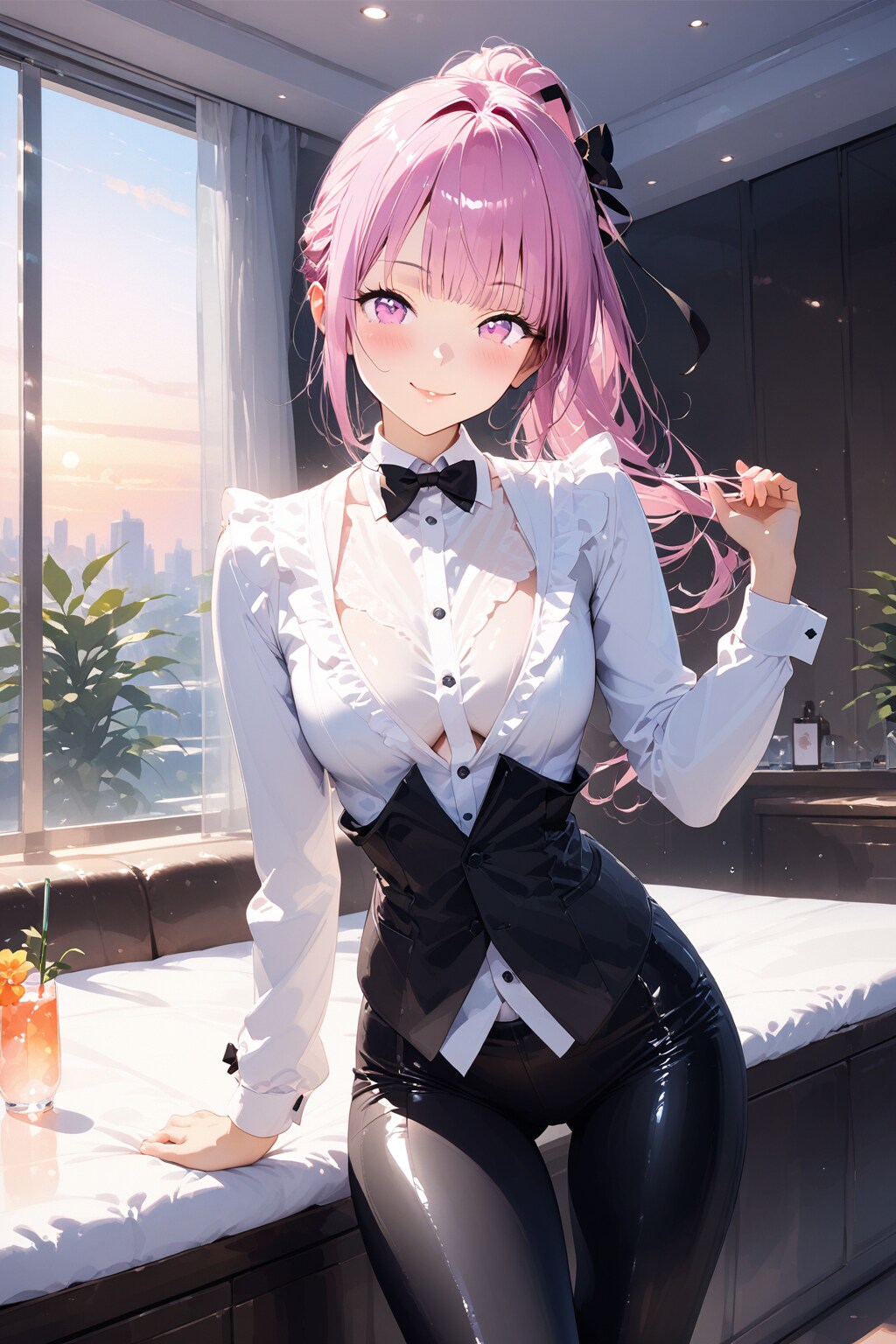 えへへ❤️BARの制服に着替えました❤️今宵は貴方に最高の１杯をお届けするわよ❤️ | の人気AIイラスト・グラビア