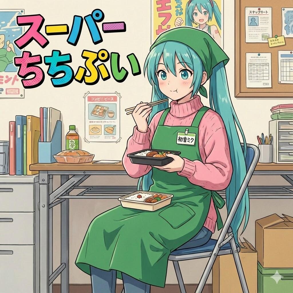 弁当を食べているミクさん