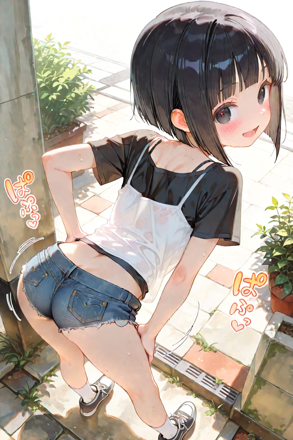 お天気が良かったので、パパとお散歩にいきました。パパをのうさつするために一番小さなホットパンツをはいて出かけました。…とある少女の日記よりｗ