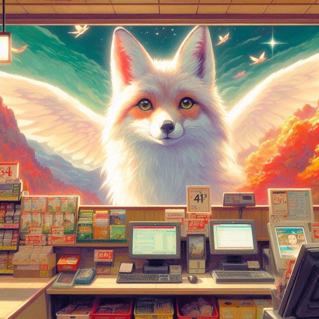 アクリル、コンビニでジト目チベットスナギツネ